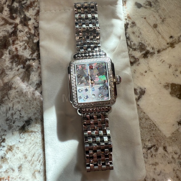 Super Rare Michele Large Deco Diamond Grey Mosaic Watch MW06T01A1977 - Picture 4 of 11